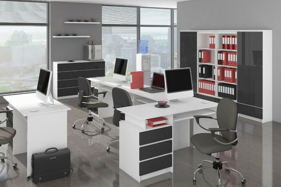 PC stolík Bronte (biela + grafit lesk)