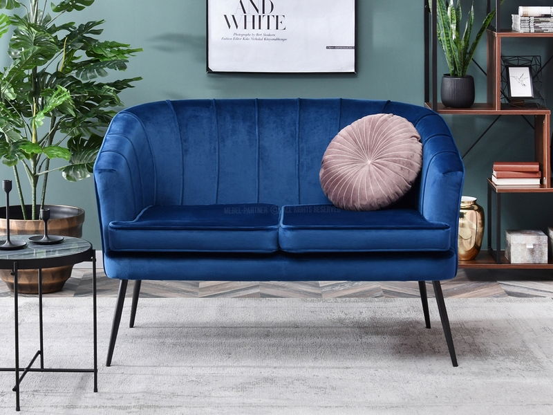 Canapea Etimee S (albastru marin + auriu)