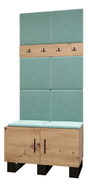 Set mobilier pentru hol Amanda 4 (Stejar artisan + verde)