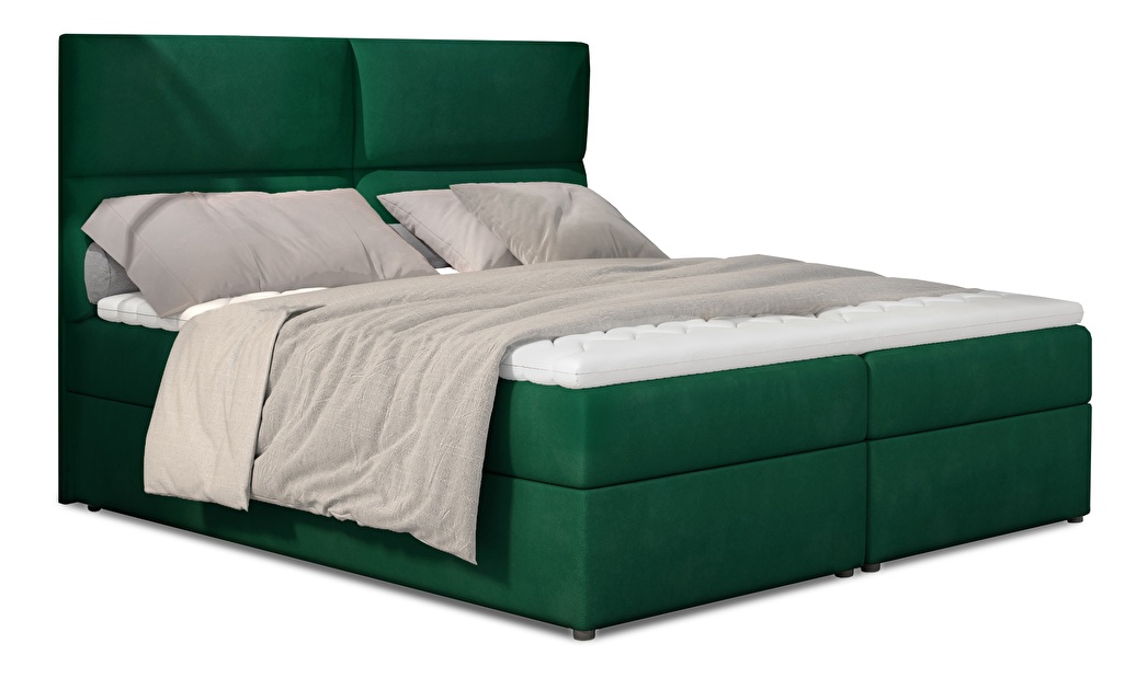 Manželská posteľ Boxspring 145 cm Alyce (zelená) (s matracmi)