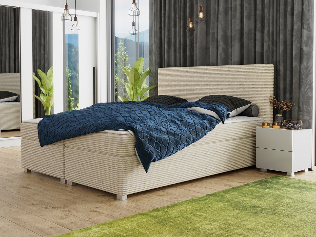 Franciaágy 160 cm Moritena (krém) (ágyráccsal és matraccal)