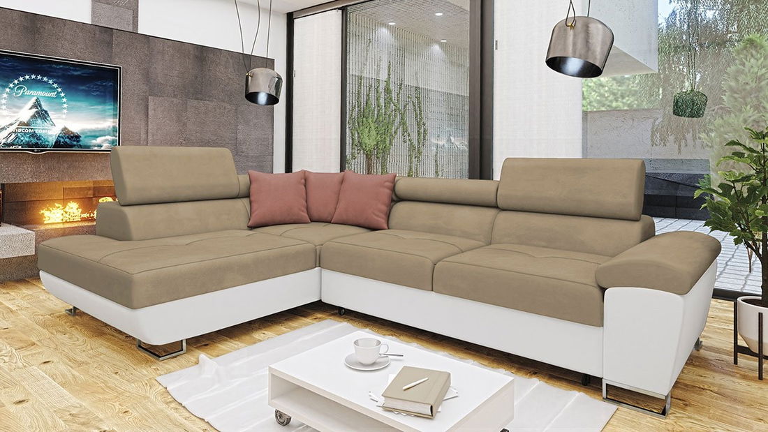 Colțar Alphard (S) (piele ecologică Soft 017 + Uttario Velvet 2979 + Uttario Velvet 2955)