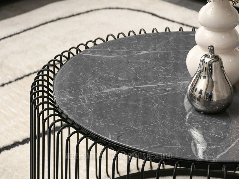 Dohányzóasztal Nils Xl (szürke márvány + fekete)