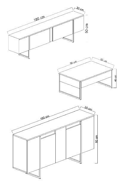 Mobilier living Luna (Alb + Negru)