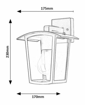 Kültéri fali lámpa Taverna (átlátszó + fekete)