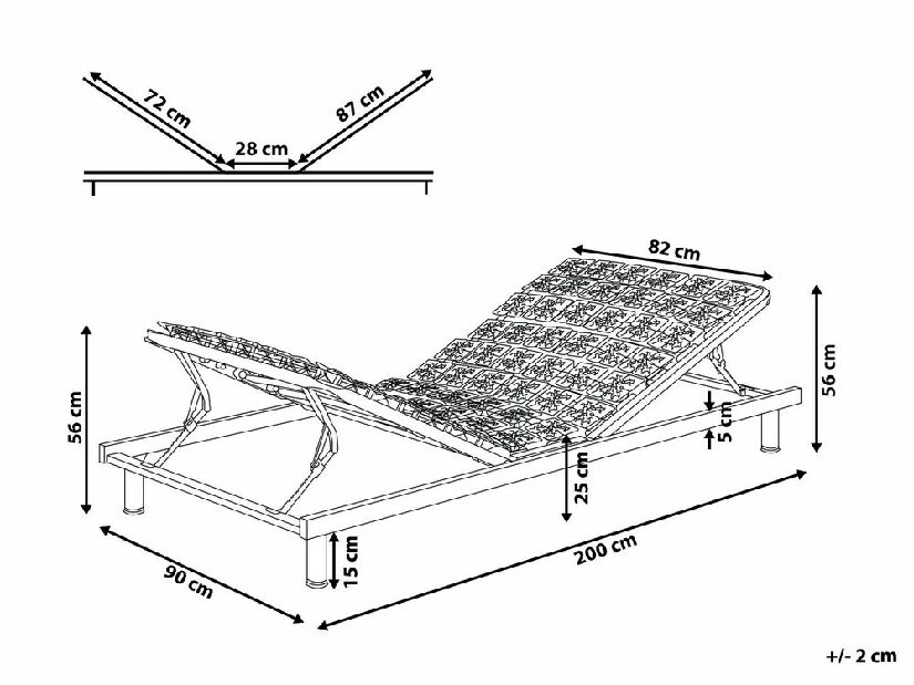 Lamelový rošt 200x90 cm Scar (svetlosivá)