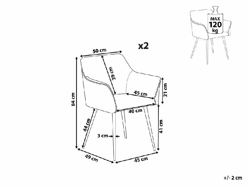 Set 2 buc scaune de sufragerie Jasminka (galben)