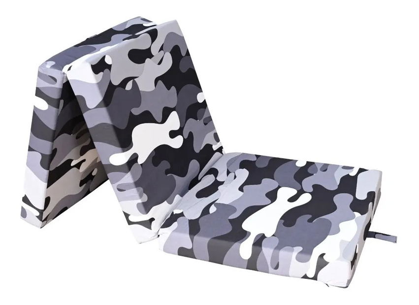 Összecsukható matrac Jongo (T2) (szürke + álcázó minta)