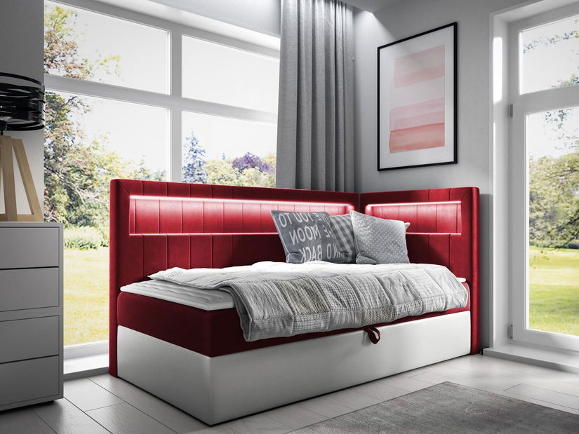Jednostruki krevet 80cm Rivaldi 3 (bijela + crvena)