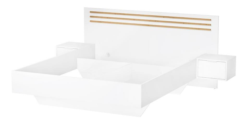 Set postel a 2 ks nočných stolíkov Frens (biela + dub artisan)