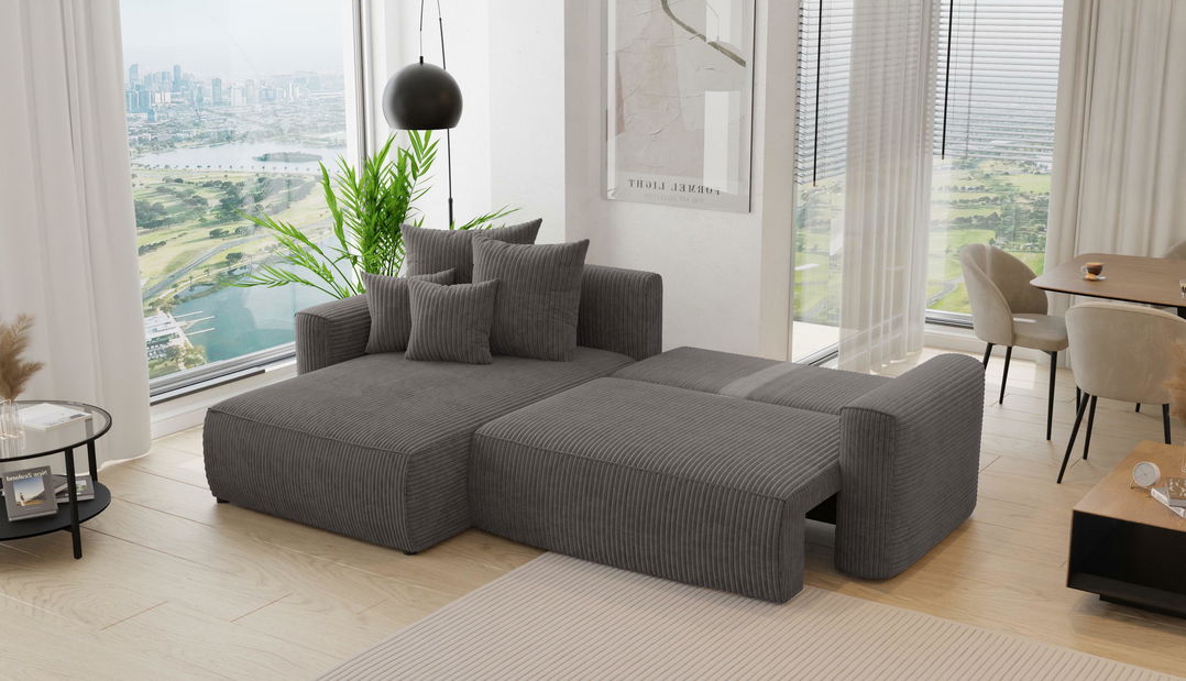 Rohová sedačka Baria (L) (sivočierna)