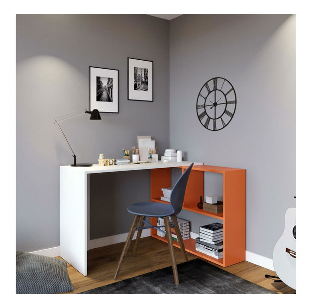 Masă PC Cander (Alb + Portocaliu)
