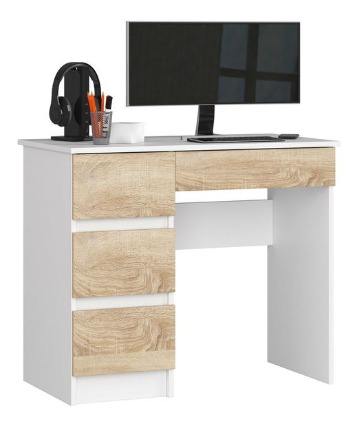 PC stolík Benicio II (biela + dub sonoma) (L)