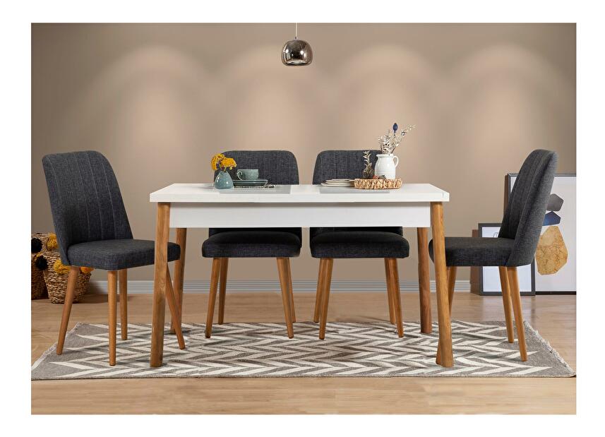 Set mobilier sufragerie Bimuvo 5 (pin atlantic + alb + antracit) (pentru 4 persoane)