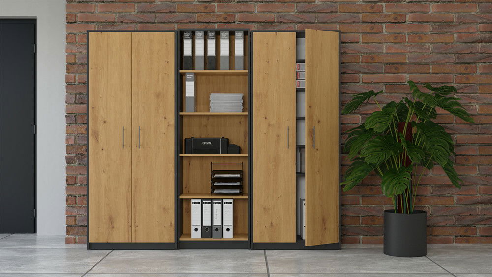 Polcos szekrény Obtenidas 1 (antracit + artisan tölgy)