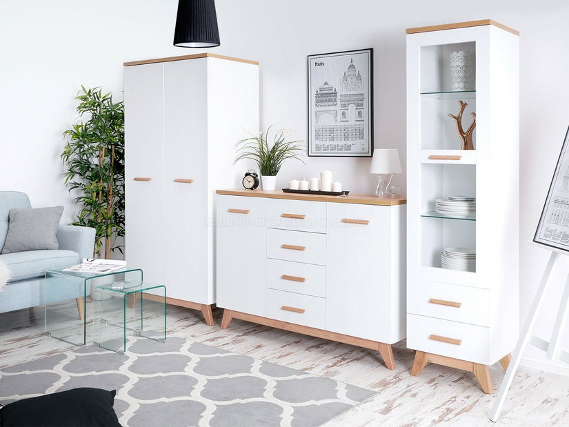 Namještaj za blagovaonicu Bajas 03 (bijela + hrast)