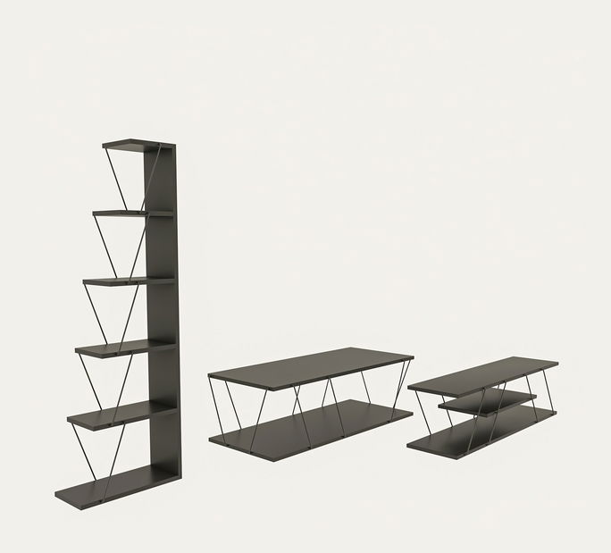 Zostava nábytku do obývacej izby Eleanore (Antracit + Čierna)