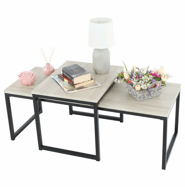 Set stolića za kavu 2 kom. Kastty PC tip 2 (hrast sonoma + crna)