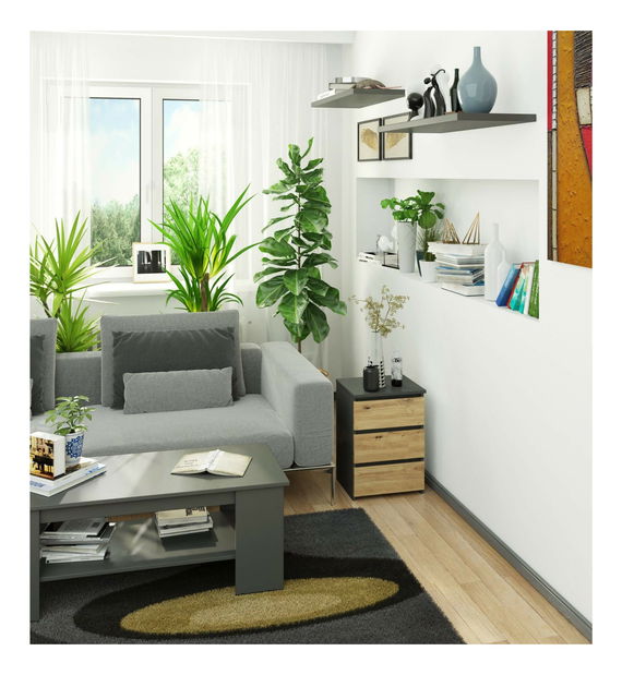 Nočný stolík Contragolpe (grafit + dub artisan)