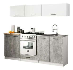 Set de bucătărie 200 cm Ozara V (Alb + beton)