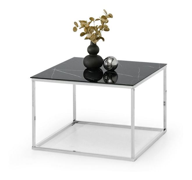 Dohányzóasztal Bella M (fekete márvány + króm)