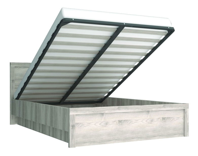 Pat matrimonial 140 cm Japon (stejar sonoma) (cu somieră) (cu sp. depozitare)