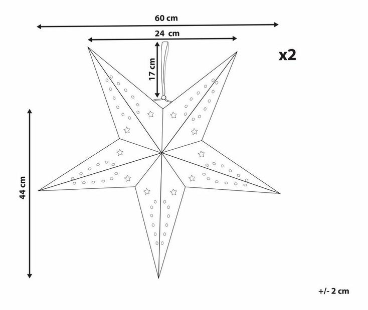 Függő csillag készlet 2 db. 60 cm Monti (piros)