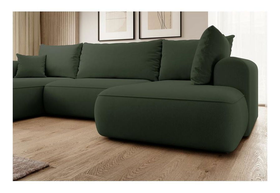 Kutna garnitura u obliku slova U Olivo U (D) (zelena + crna)