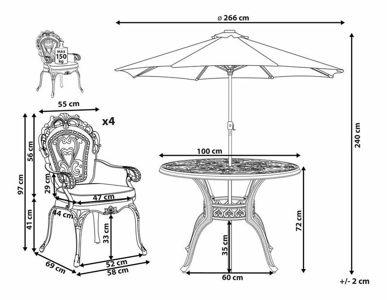 Záhradná zostava Sapricot (hnedá) 