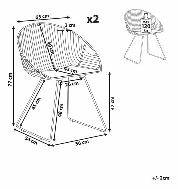 Set blagovaonskih stolica 2 kom. Auron (crna)