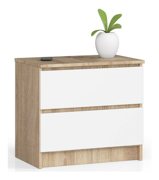 Nočný stolík Kalista (dub sonoma + biela)