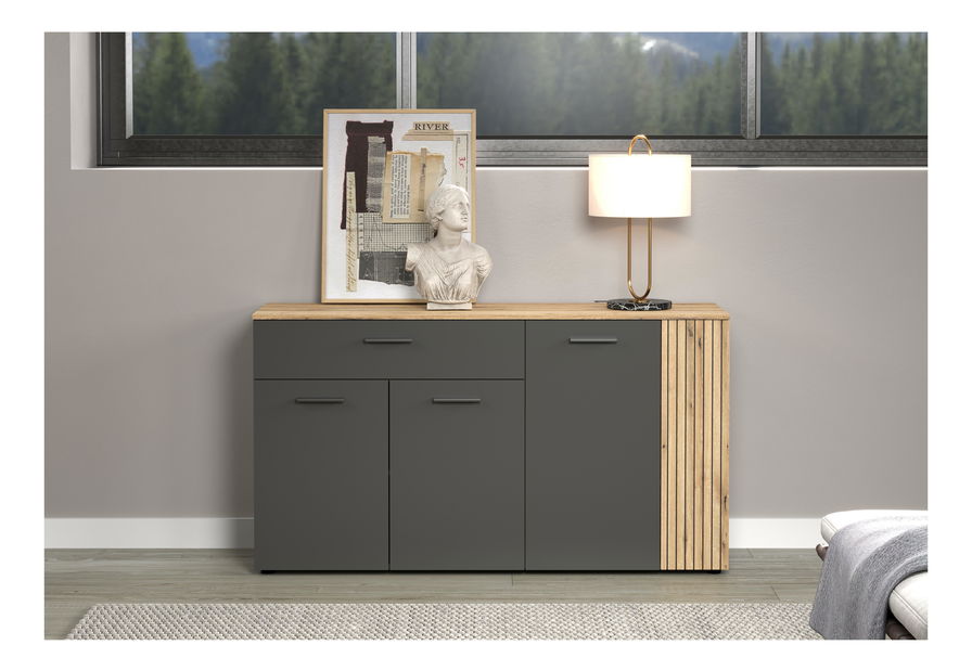 Komoda Esferas 2 (grafit + hrast evoke) 