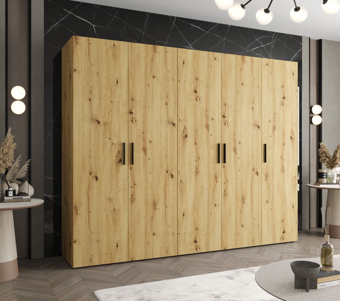 Dulap de haine 250 cm Borry 1 (Stejar artisan + Negru)