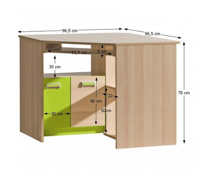 Kutni stolić za PC Echo L11 zelena 