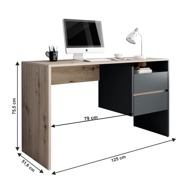 PC stolík Tolneo (dub artisan + grafit)