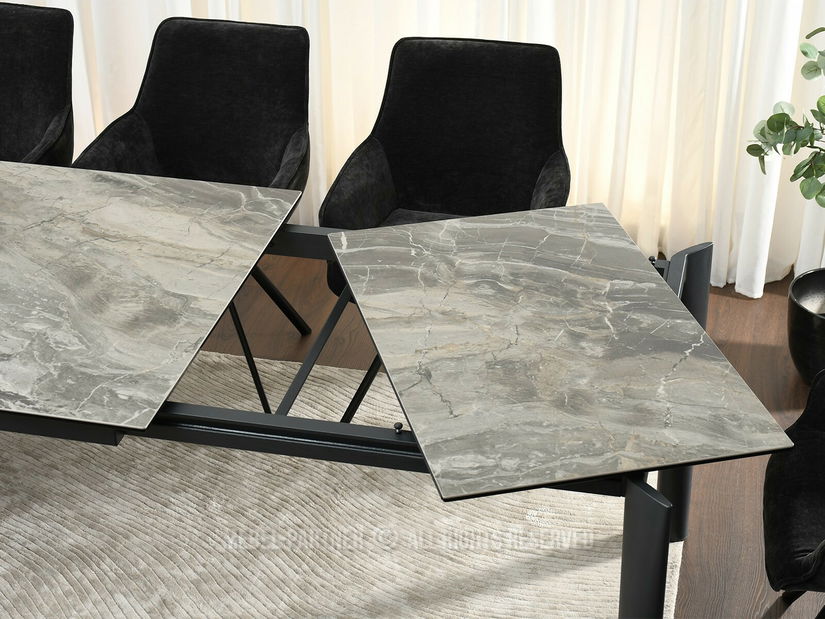 Masă sufragerie Telefonico (marmură + negru)