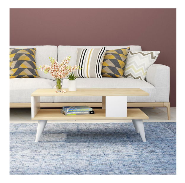 Konferenčný stolík Debede (dub zafírový + biela) 