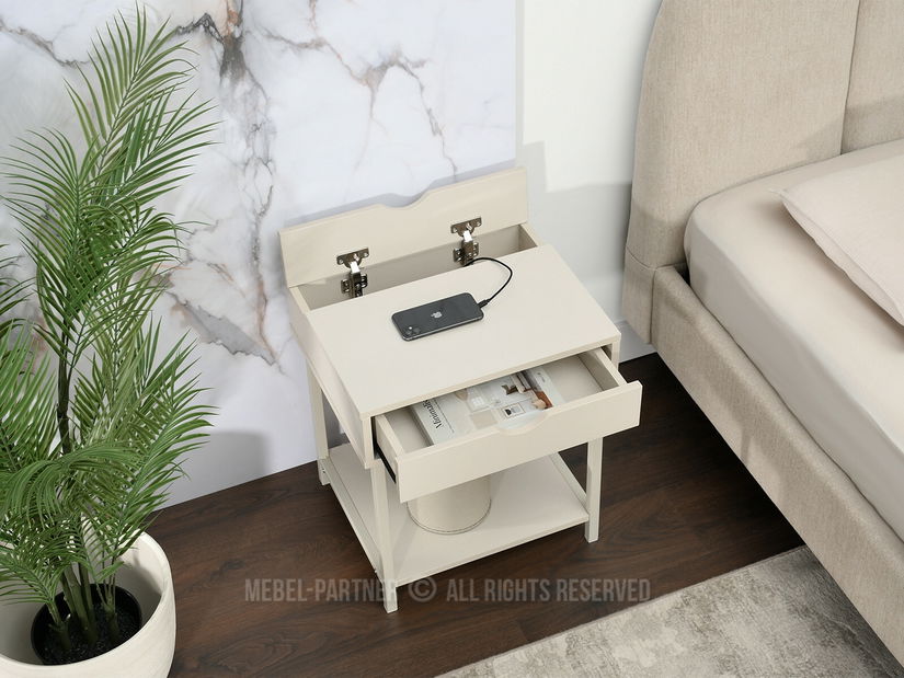 Nočný stolík Entrevista (krémová)