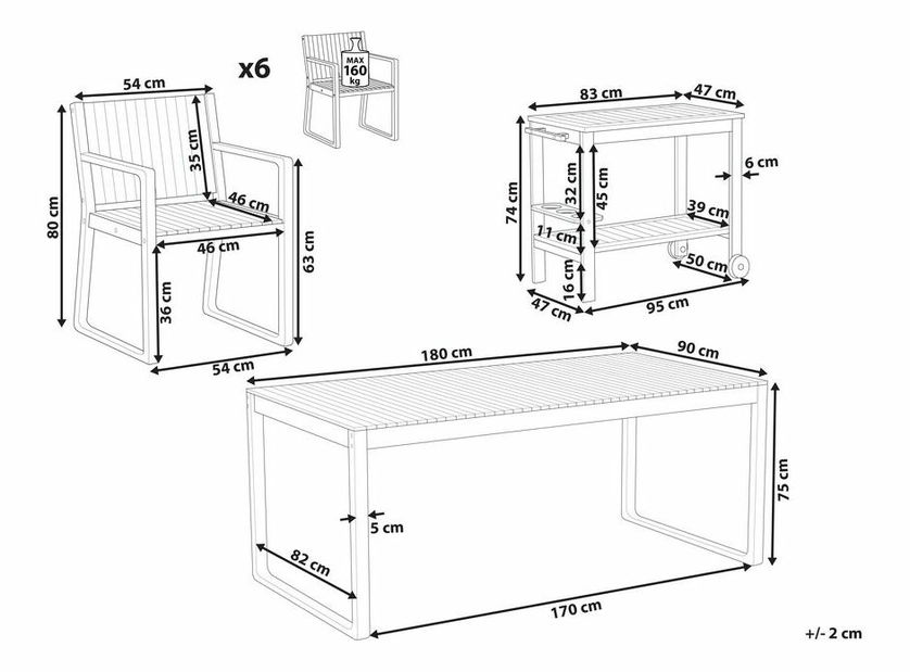 Záhradná jedálenská sada Sasan (svetlohnedá)