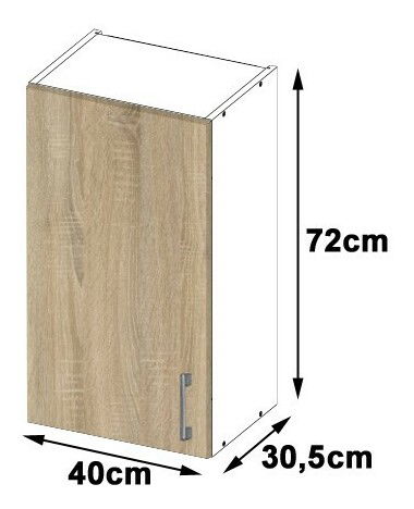 Gornji kuhinjski ormarić Lula W40 H720 (bijela + hrast sonoma)