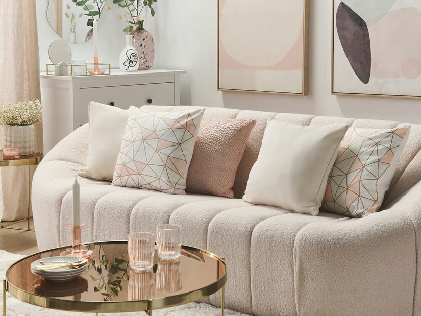 Set 2 ks. vankúšov 45x45 CLARIANA (ružové trojuholníky)