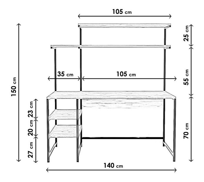 PC asztal Brooklyn (tölgy + fekete)