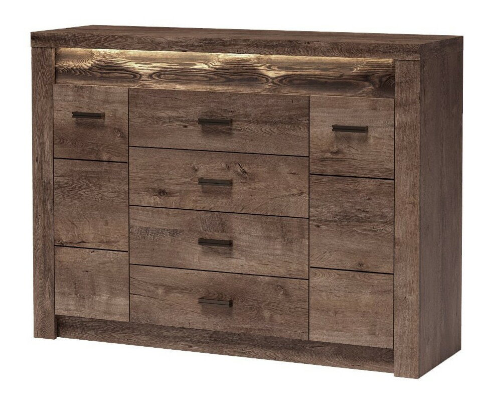 Komód Indie 07 (LED világítással) (sötét kőris)