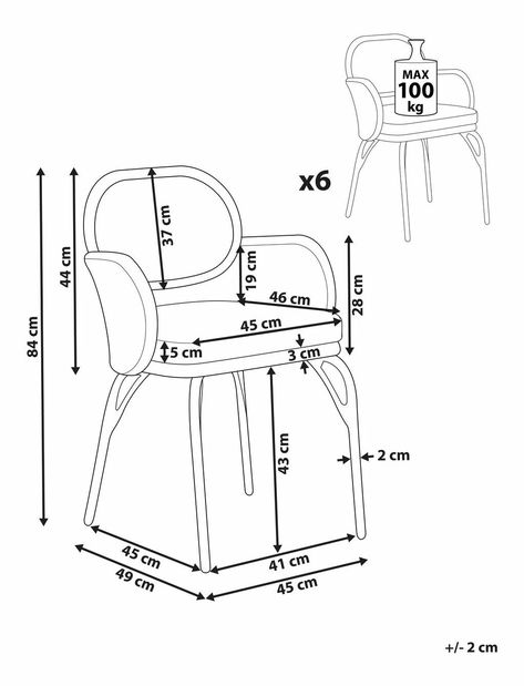 Set 6 buc scaune de grădină Praza (natural + grafit)