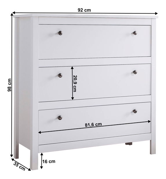 Comodă Otis 3s (alb)