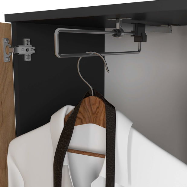 Set za predsoblje Enteruno (crna + hrast craft) (s ogledalom)