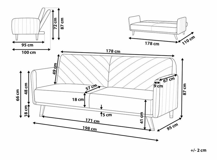 Pohovka trojsedačka Sharmaine (zelená) 