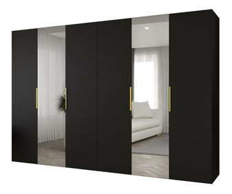 Dulap de haine 300 cm Mirabella 2 (Negru + Auriu)
