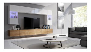 Mobilier living I Badiani (Stejar auriu + Alb + Alb lucios)