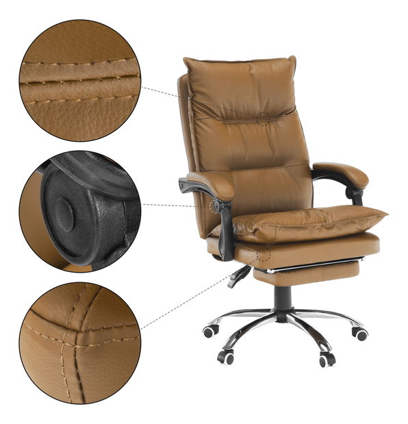 Uredska fotelja s osloncem za noge Drann (smeđa)